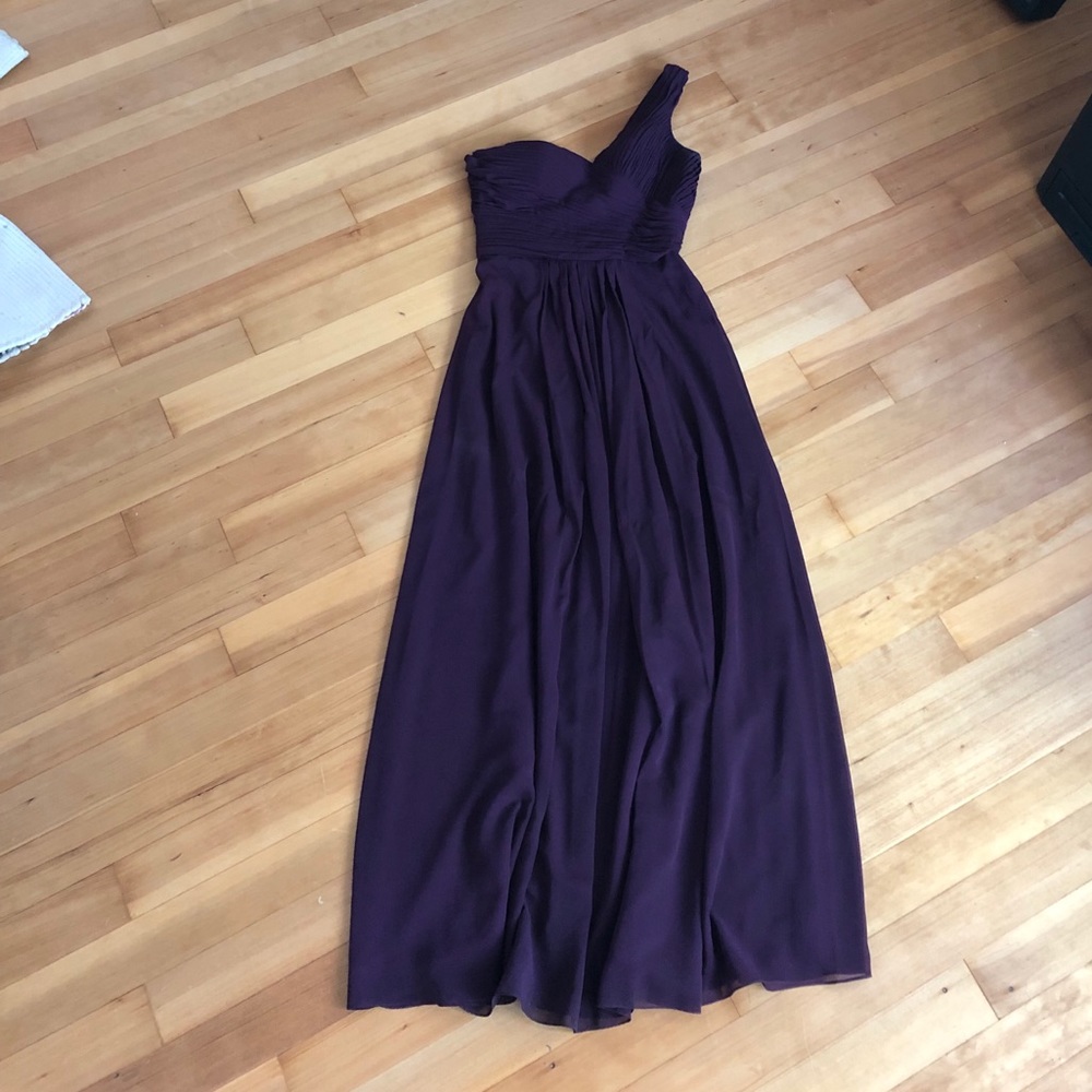 Plum One Shouldered Bridesmaids Dress